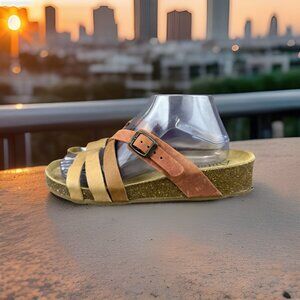 ✅Autenti Sandals Women's 40/9-9.5 Tri-Color Leather Comfort Slides Made In Spain